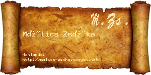 Málics Zsóka névjegykártya